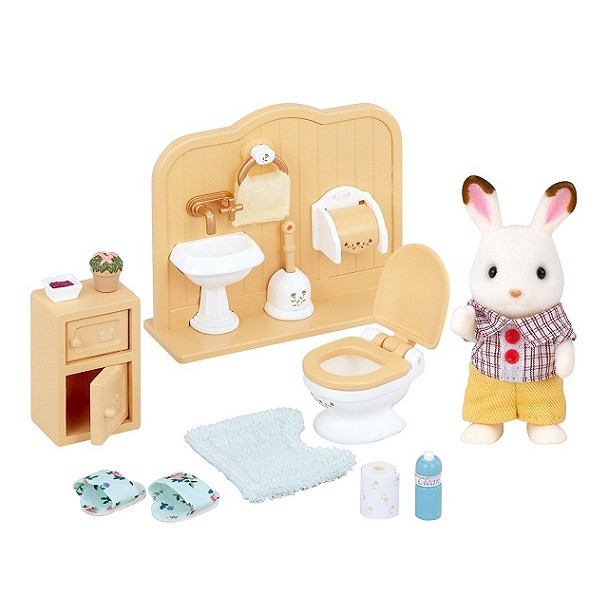 Sylvanian Families Meubels Badkamer met  Broer Chocoladekonijn