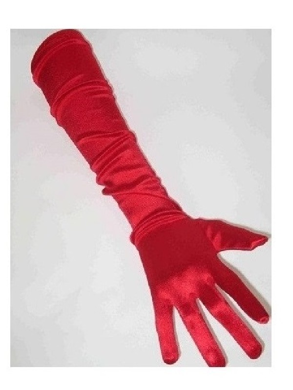 Handschoenen Satijn Rood 48 cm