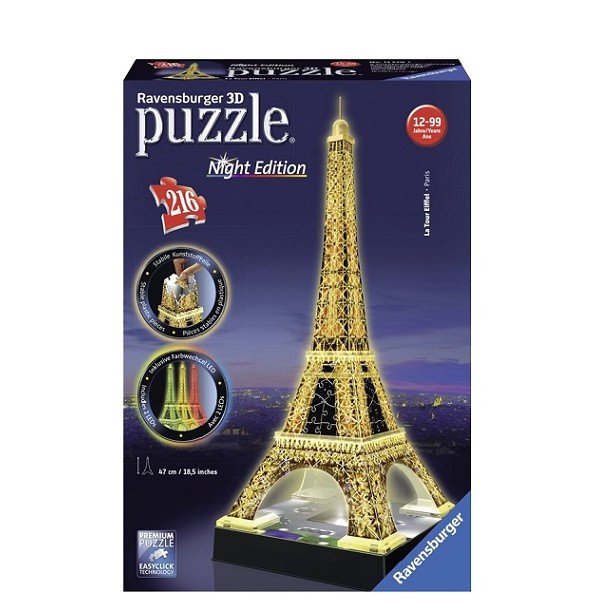 Ravensburger 3D Puzzel Night Edition Eiffeltoren 216 stukjes