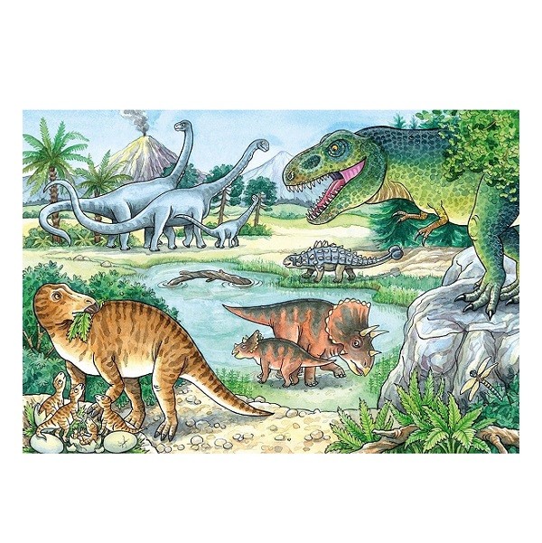  Puzzels 2 x 24 stukjes Dinosaurussen en hun Leefruimte