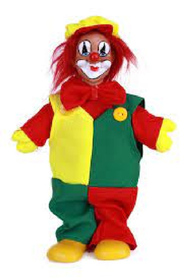 Clownspop met pet rood/geel/groen
