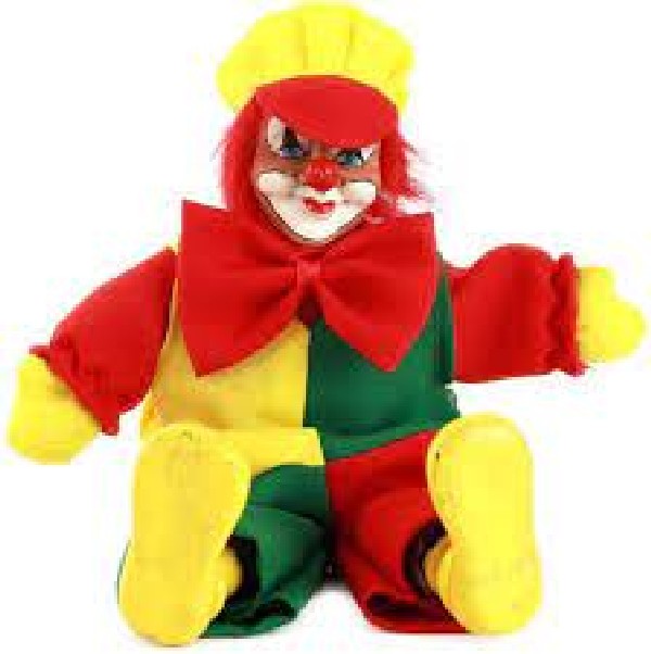 Clownspop met pet rood/geel/groen
