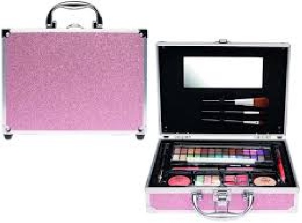 Make-up koffer Casuelle glitter roze 47-delig