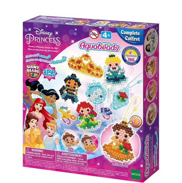 Aquabeads Disney Princess verkleedset -complete set- 800 parels in 32 kleuren- legbord- sproeier- sleutelhanger