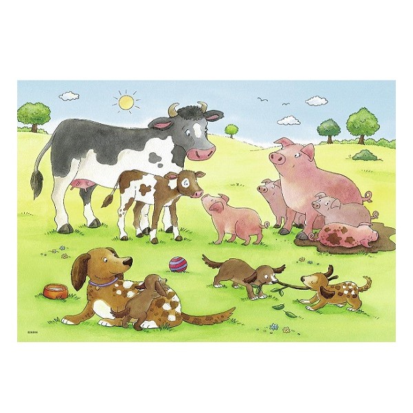  Puzzels 2 x 12 stukjes Gelukkige Dierenfamilies