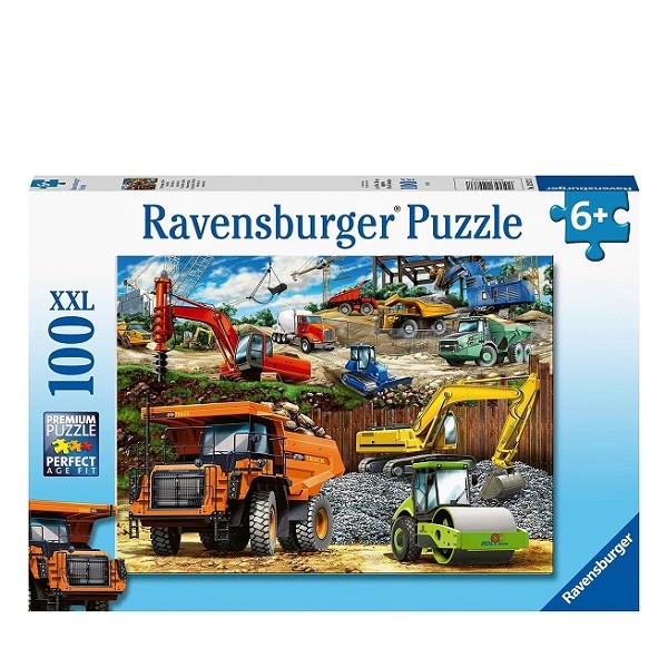 Ravensburger Puzzel 100 stukjes XXL Bouwvoertuigen