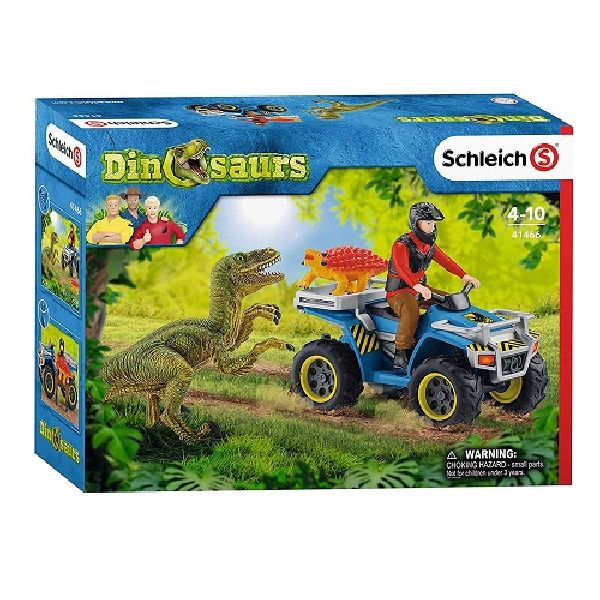 Schleich Vlucht van Velociraptor op Quad