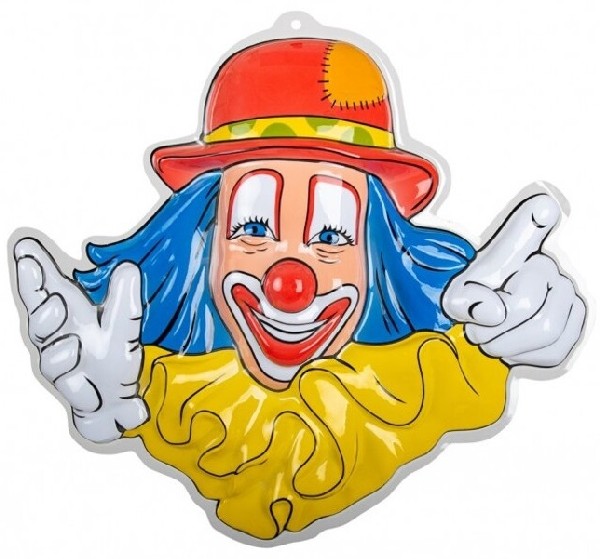Wanddeco Clown met Rode Hoed 50 X 50 cm