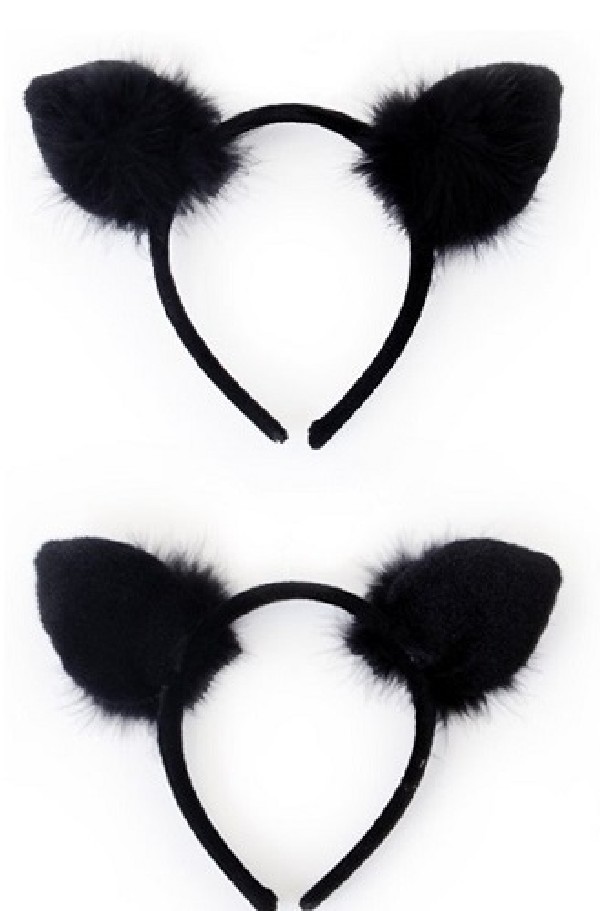 Diadeem kat met plushe zwart