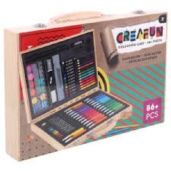 Creafun kleurkoffer Kist 86-delig hout