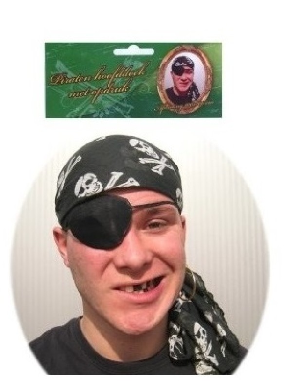 Piraten Hoofddoek Zwart met Opdruk