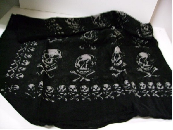 Piraten Hoofddoek Zwart met Opdruk