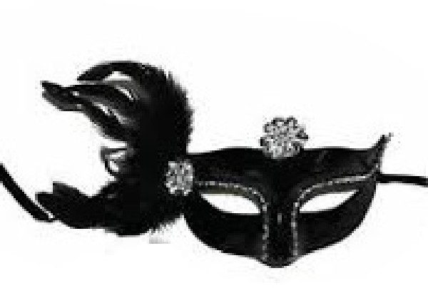 Venetiaans Masker met Veer en Zilveren Tiara