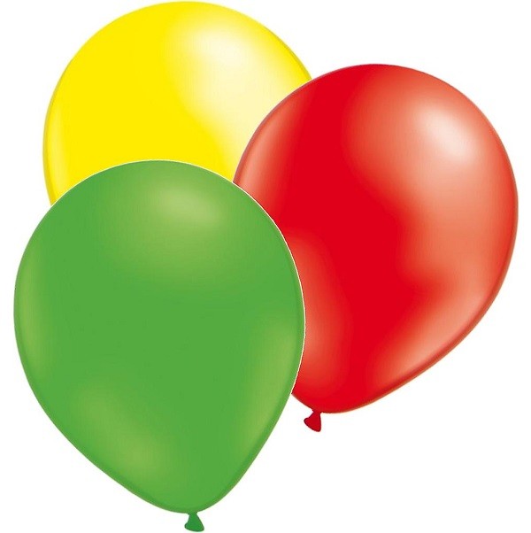  Ballonnen Uni Rood Geel Groen 30 cm 30 stuks
