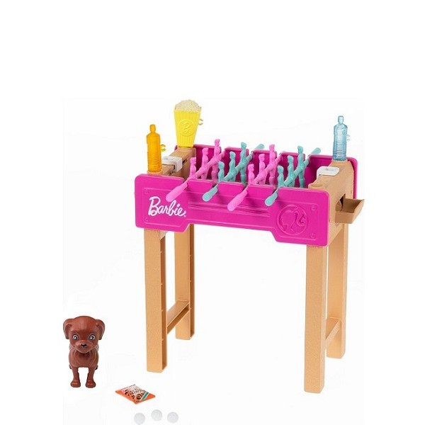 Barbie Mini Playset Voetbaltafel met Hondje 