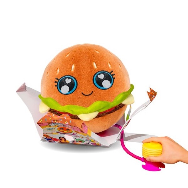 Biggies Kleine Opblaasbare Pluchen Knuffel Foodies Burger