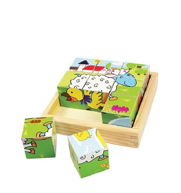 Blokkenpuzzel Hout Boerderij 6 Blokken