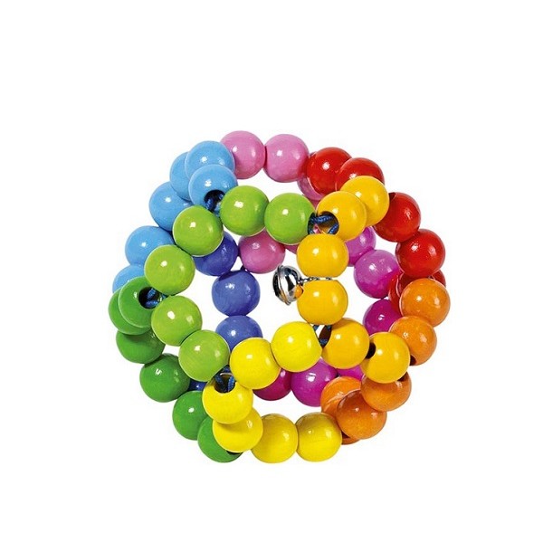Baby Grijpring Hout Bal Regenboog