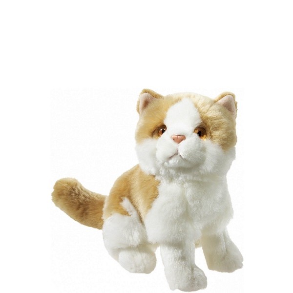 Kat Zittend Wit / Bruin 24 cm