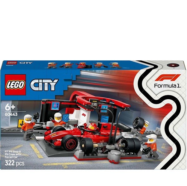 Lego City F1 Pitstop en Pitcrew met Ferrari 