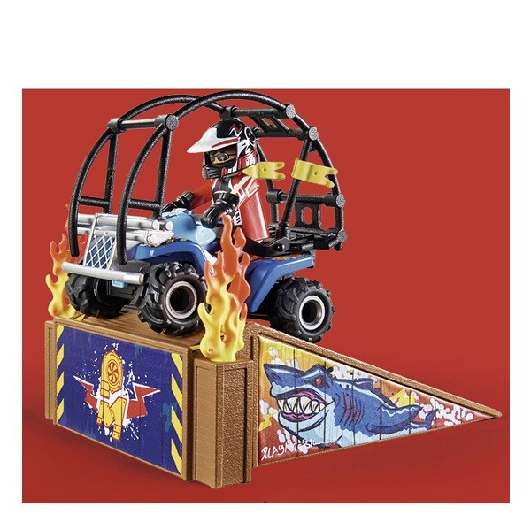 Playmobil Stunt Show Starterpack Stuntshow Quad met Vuurhelling 