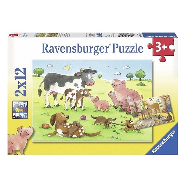  Puzzels 2 x 12 stukjes Gelukkige Dierenfamilies