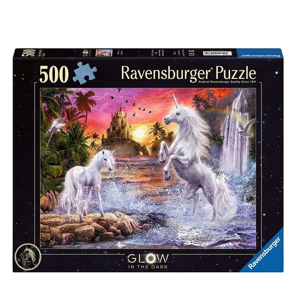 Ravensburger Puzzel Glow in The Dark  Unicorns at the River 500 stukjes