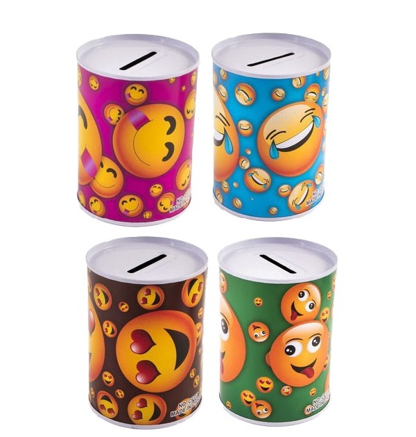 Spaarpot Blik Smiley Assorti 10 cm