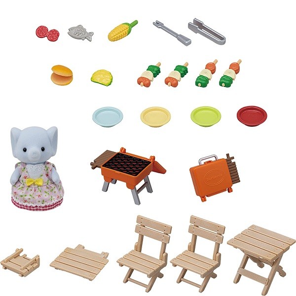 Sylvanian Families Vakantie BBQ Picknick Set Olifant Meisje 