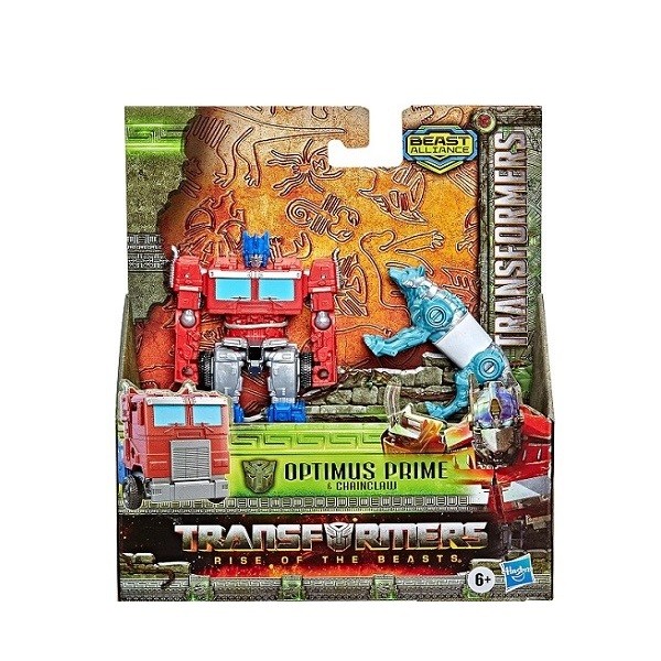 Transformers Rise of the Beasts Weaponizer Optimus Prime en Chainclaw