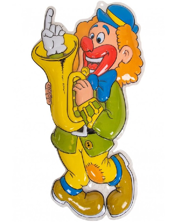 Wanddecoratie Clown met Groene Jas 60 x 34 cm