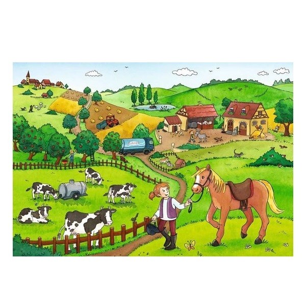  Puzzels 2 x 12 stukjes Drukte op de Boerderij